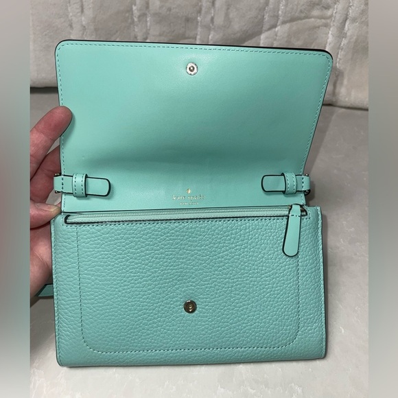 EUC Kate Spade Harlow Wallet on a String Aqua Bloom - Picture 6 of 8